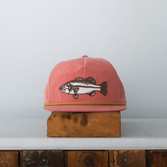KyaVintage Bass Fish Patch Snapback Khaki Salmon Fishing Hat
