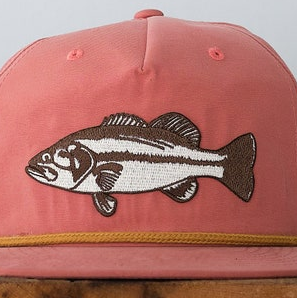 KyaVintage Bass Fish Patch Snapback Khaki Salmon Fishing Hat