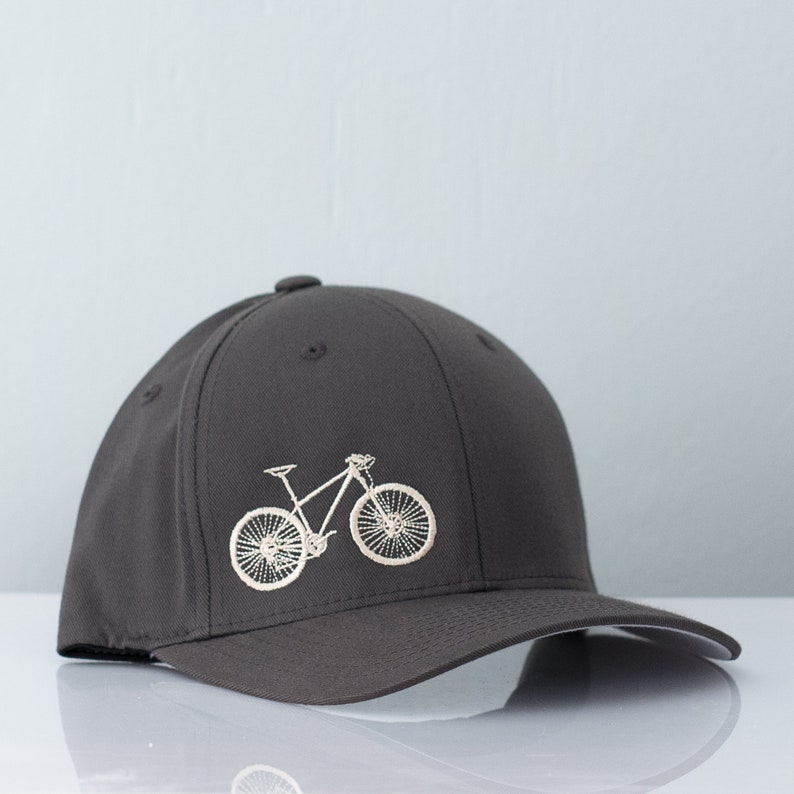 KyaVintage Mountain Bike Fitted Hat Cream on Charcoal Cap